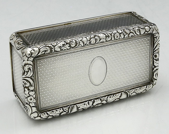 top of English antique silver snuff box London 1824